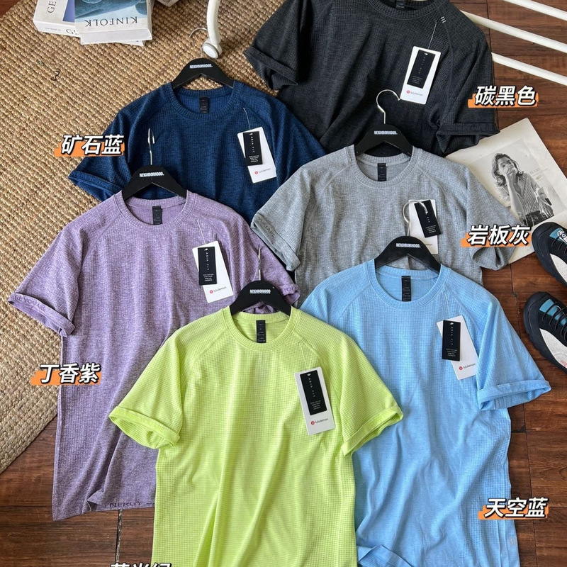 Lulu2025 Spring and Summer Outdoor Leisure Training Fitness Sports Quick-Drying Breathable Round Neck Short-Sleeved Men's Antibacterial T-Shirt