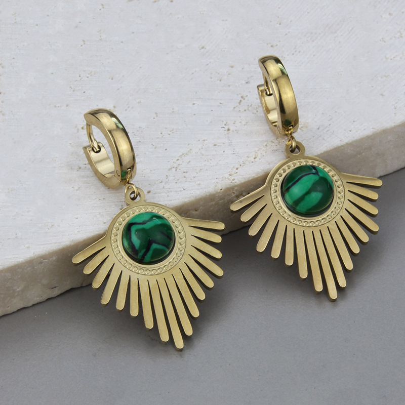 Simple Style Geometric Titanium Steel Earrings Necklace Artificial Gemstones Stainless Steel Necklac