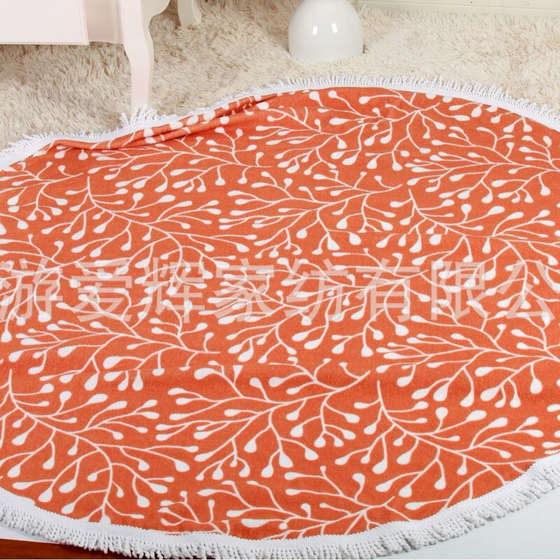 Round Center Beach Towel, All-Cotton Tassel Beach Towel, All-Cotton Cut Velvet Printed Tassel Bohemian Style