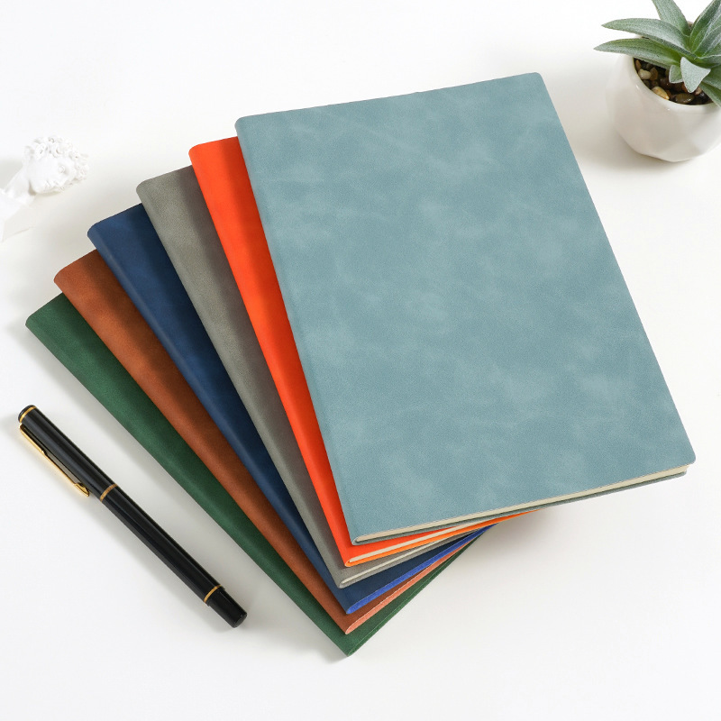 A5 Leather Notebook Simple Business Notepad Small Fresh Ins Style Delicate Soft Leather Office Meeting Record Book