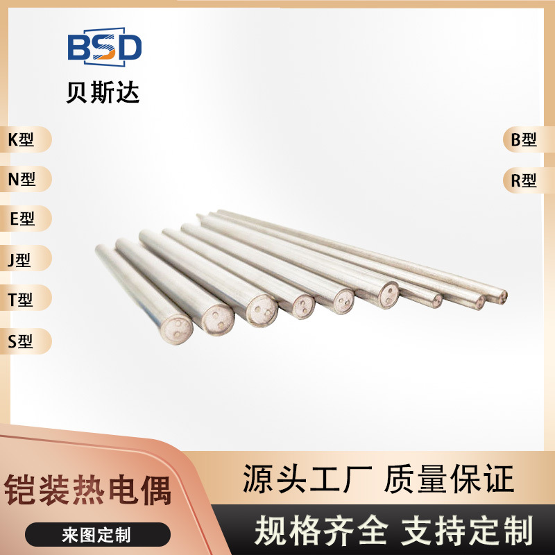 铠装K型 N型 E型 T型热电偶带活动卡套螺纹 探温针温度传感器