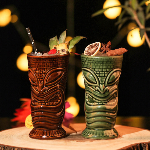 Tiki Bar Personalized Hawaiian Cocktail Mug Creative Ceramic Cup Tiki Zombie Skull Cup Internet Famous