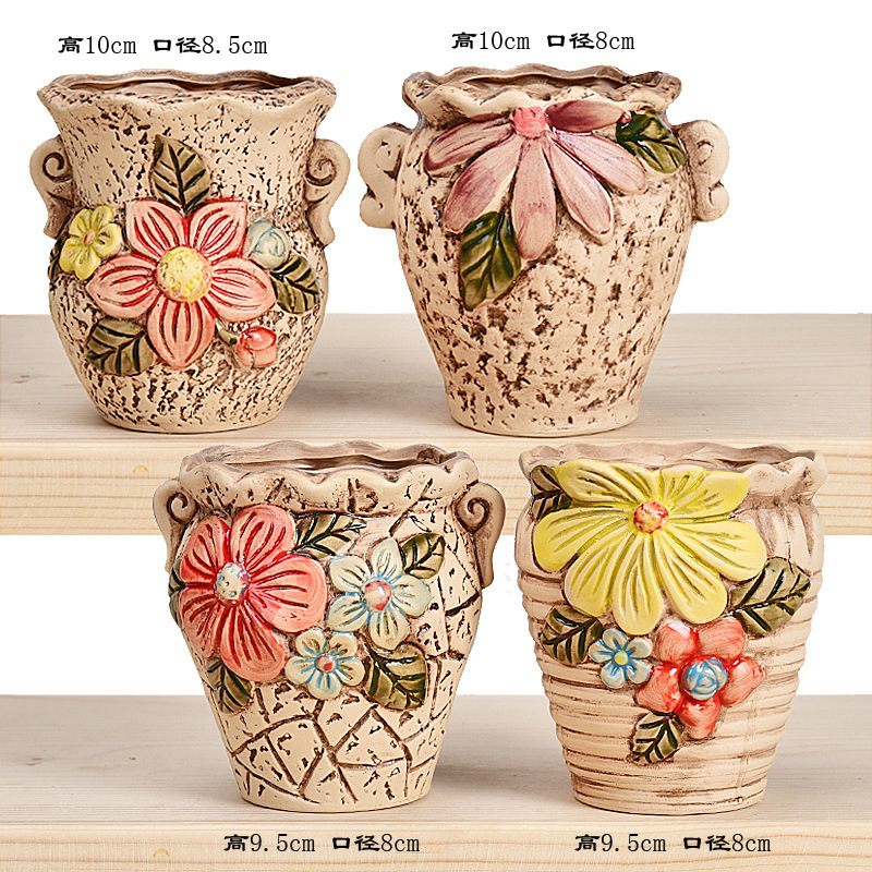多肉植物の植木鉢卸売セラミック植物粗い陶器レトロ無地焼成紫砂クリエイティブ大小直径シンプルなクロスボーダー|undefined