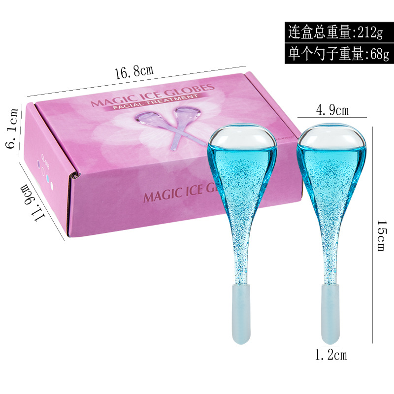 Juego de cucharas con purpurina azul