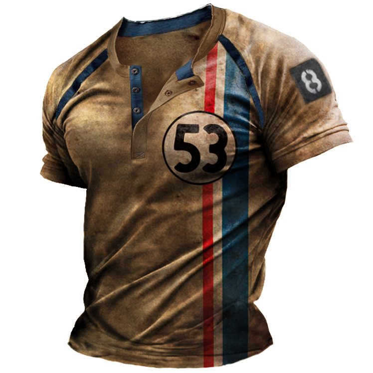 Nueva camiseta transfronteriza de manga larga con cuatro botones de Amazon Templar Impresión 3D Cross Legion imitación algodón pull rack manga larga T