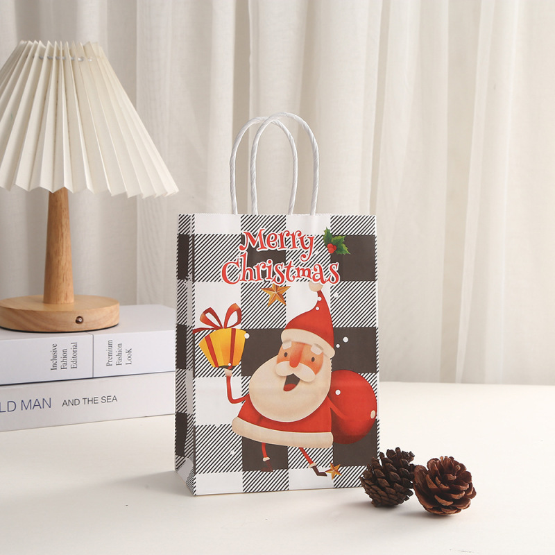 クラフト紙ショッピングバッグクリスマス雪だるまギフトバッグプリントパーティープレゼント包装袋漫画手提げ袋卸売り|undefined