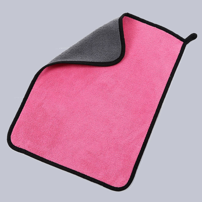 Toalla de limpieza para coche, de doble cara para limpiar cristales, sin pelusas, paño absorbente, de microfibra coral de dos colores, toalla especial para lavado de coches, se puede personalizar con logotipo.