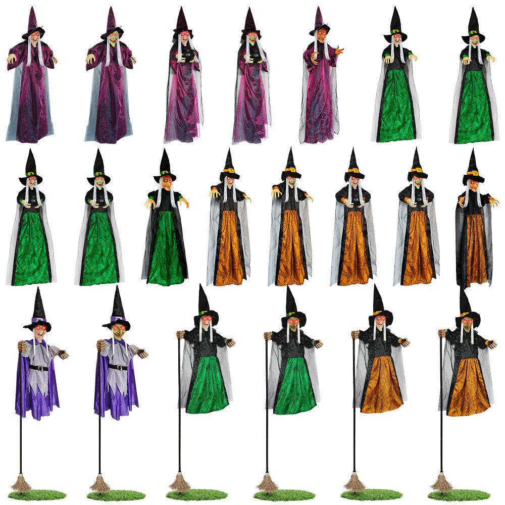 Serie de brujas activadas por voz, brillantes, que gritan, para escape room, terror, fantasma colgante, bruja, accesorios para casa embrujada de Halloween