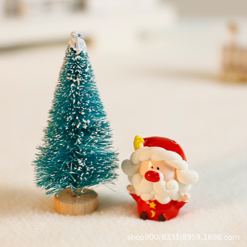 サンタクロース公仔ヘラジカ雪だるま樹脂小置物クリスマス装飾品砂盤微景観ミニ置物|undefined