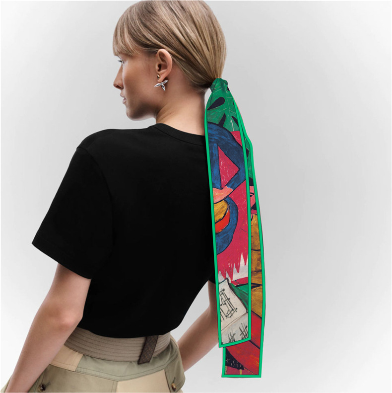 Women's Simple Style Oil Painting Satin Printing Silk Scarf display picture 8
