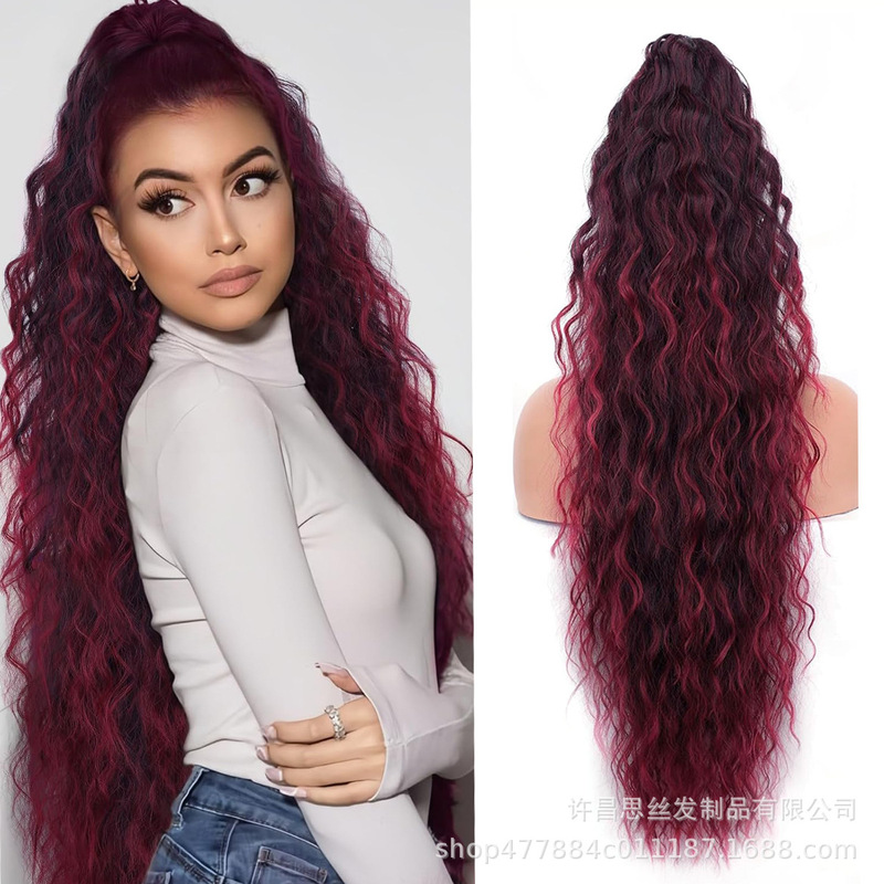 Xuchang ウィッグ 30 インチクリップポニーテール水波紋ロング巻き毛ふわふわポニーテールヘアエクステンションポニーテールヘア|undefined