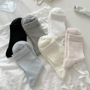 Suxinaimin Women's Socks Spring and Summer Thin Japanese Style Hollow Tube Socks Versatile Slimming Vertical Striped Slouch Socks