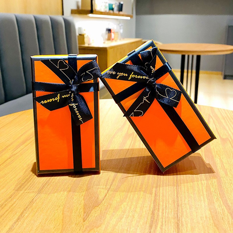 Light Luxury Orange Birthday Gift Box Creative Cute Gifting Friend Couple Empty Box Ritual Birthday Packaging