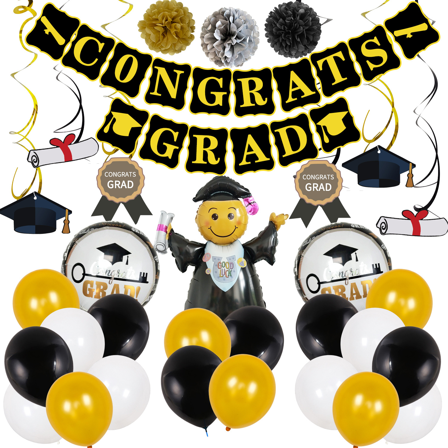 Juego de globos de graduación con confeti dorado personalizable image 7