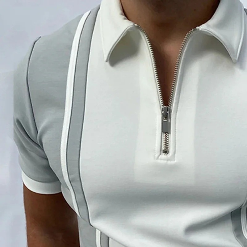 Polo uomo a righe con zip per l'estate_voghion.com