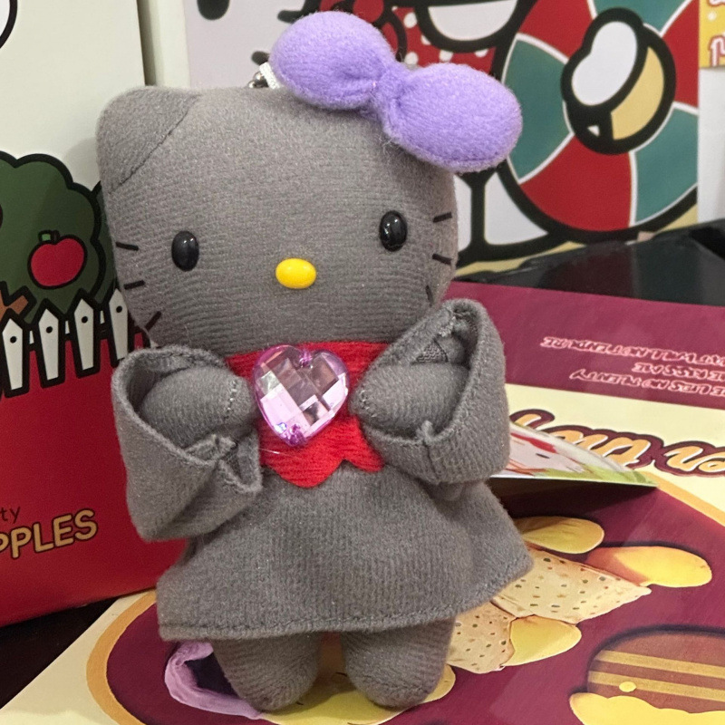 黑色草帽kitty帽宝宝挂件爱心扣公仔玩偶可爱赫本风挂饰钥匙扣|undefined