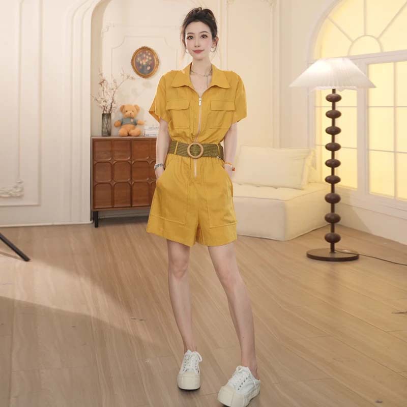High-End Fashion Workwear Jumpsuit for Women 2025 Summer New Style Unique Chic Fashionable Slim Shorts