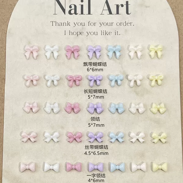 Mini Bow Nail Art Accessories Macaron Color All-match Three-dimensional Small Bow Tie Resin DIY Wear Armor Accessories