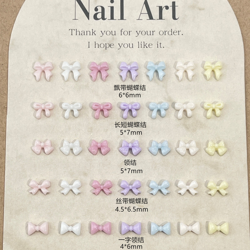 Mini Bow Nail Art Accessories Macaron Color All-match Three-dimensional Small Bow Tie Resin DIY Wear Armor Accessories