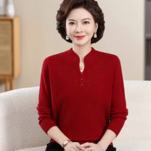 香迪莎中老年妈妈秋冬新款100%纯羊毛衫毛衣老年女装全羊毛打底衫