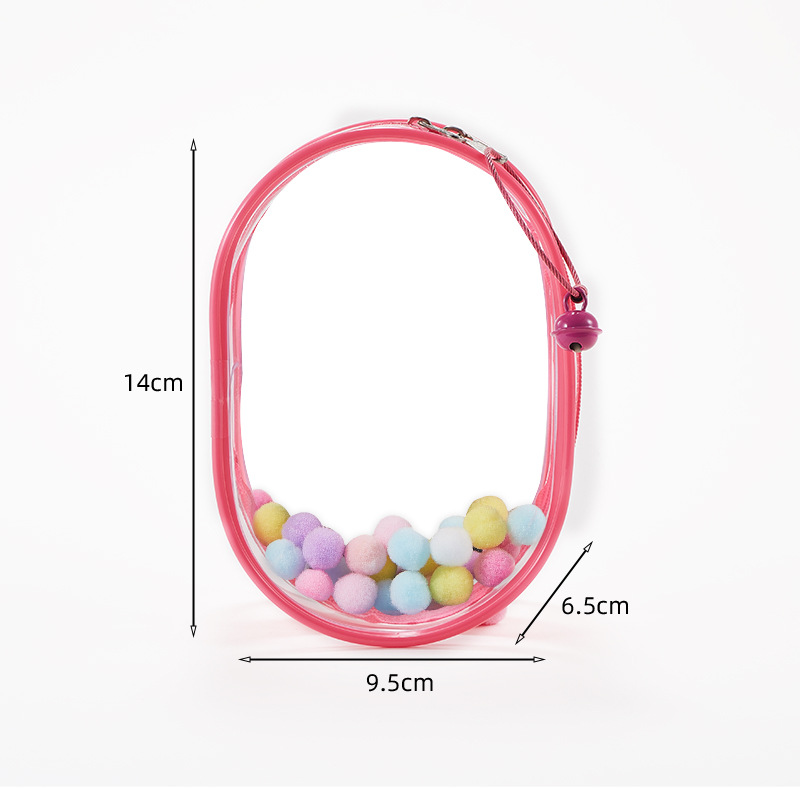 Thickened—large [14cm] oval—rose red [bag + coil bell + hair ball]