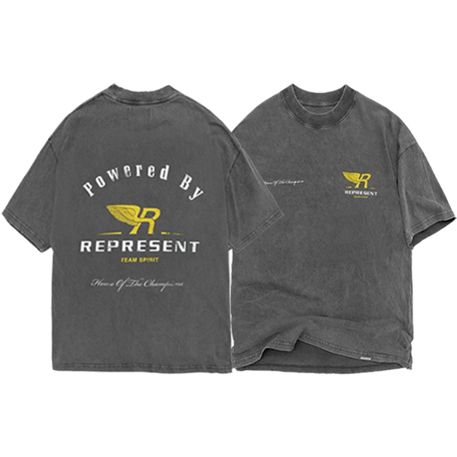 Versión correcta REPRESENTAR tres dimensiones alas letras grabadas vintage retro suelta Camiseta de manga corta