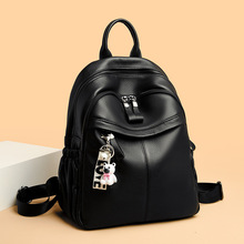 跨境真皮双肩包女2024新款时尚潮百搭女士背包牛皮软皮大容量包包