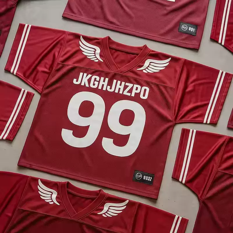 定制men t-shirt数码印橄榄球美式soccer足球球迷版宽松网眼t恤