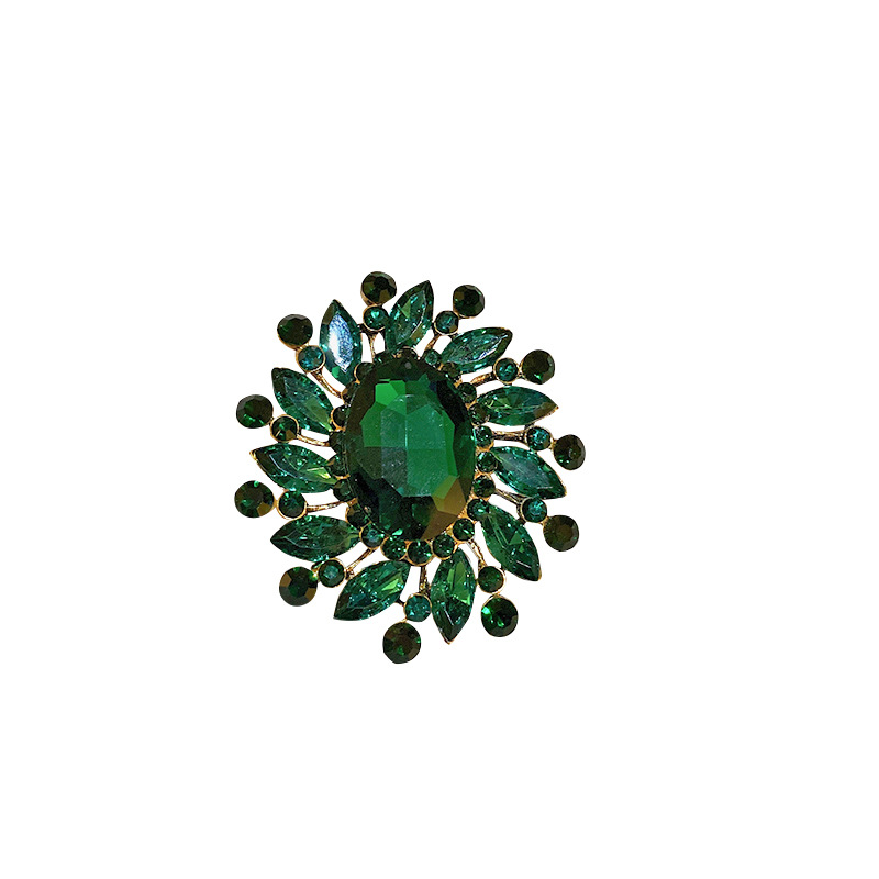 Retro Esmeralda rhinestone flor broche de moda europea y americana ins avanzada dulce elegante temperamento pin ramillete image 6