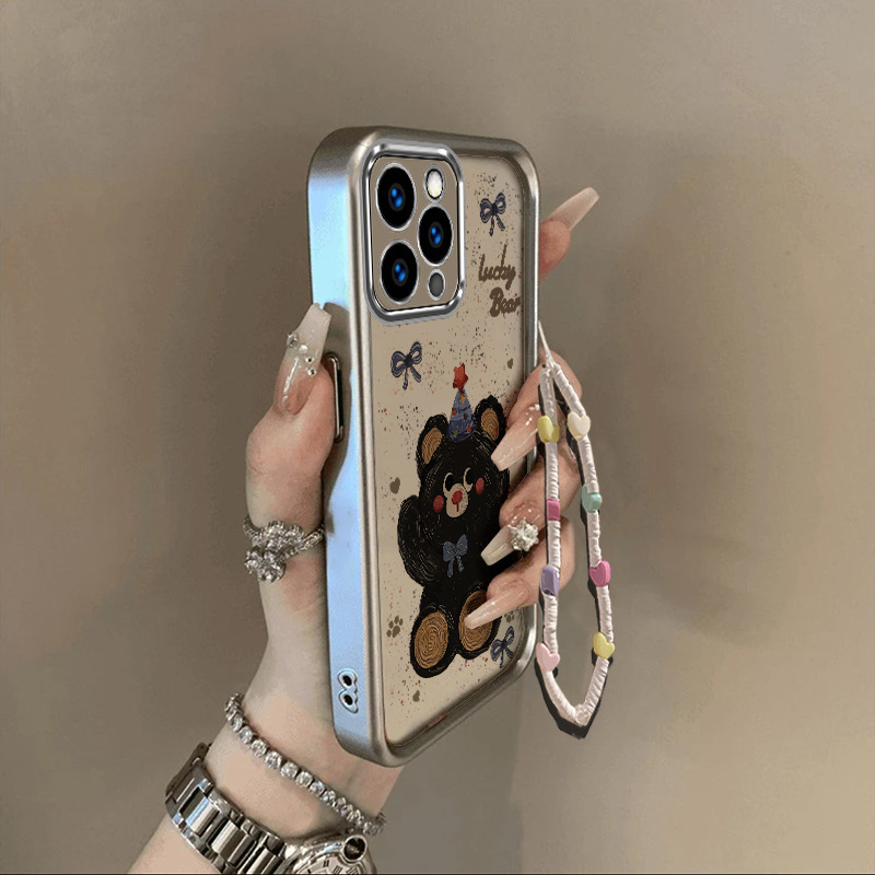 Blue hat bear for opporeno12 phone shell women's creative OPPOR17ins wind Reno12Pro silicone.