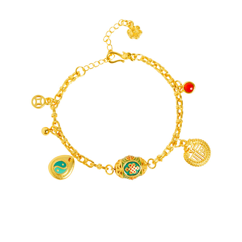 Vietnam Sha Jin Fengxiang Yun Tai Chi Fu pulsera chapado en oro no se desvanecerá retro joyería Yiwu al por mayor