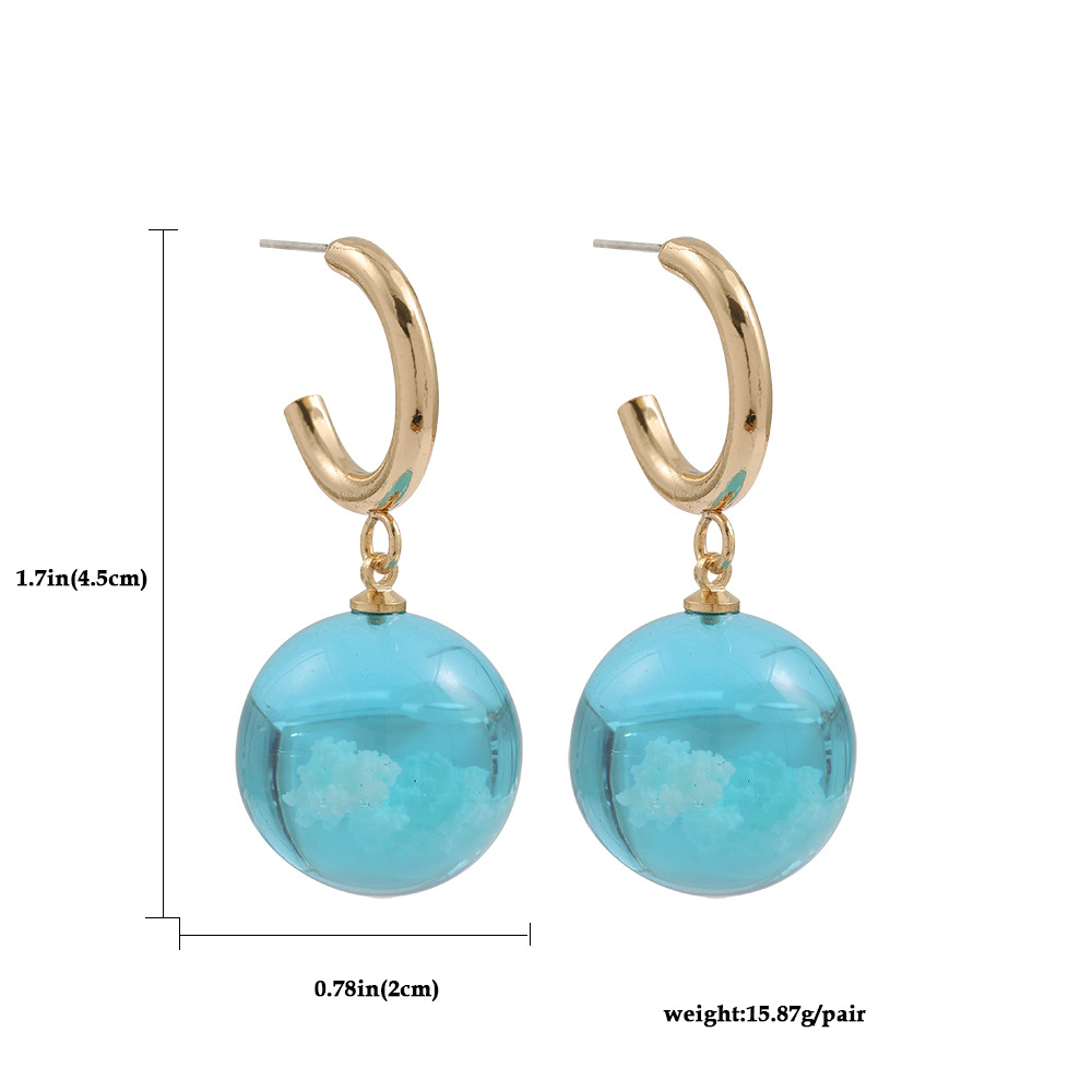 Blue Sky And White Clouds Luminous Resin Ball Earrings display picture 9