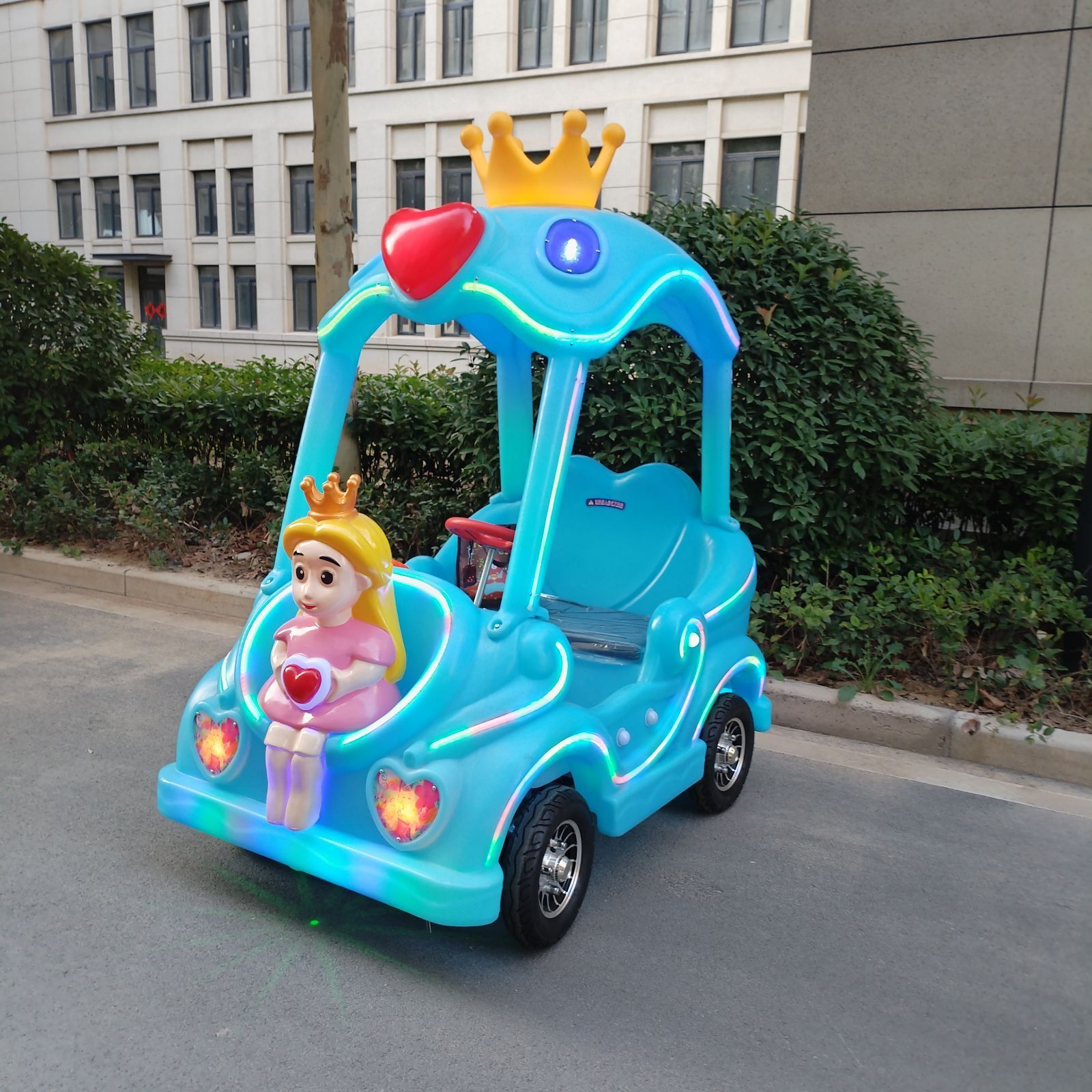Carruaje de doble caballo cuadrado eléctrico luminoso coche de juguete parque de juegos coche de juguete avanzado coche de juegos para niños interiores
