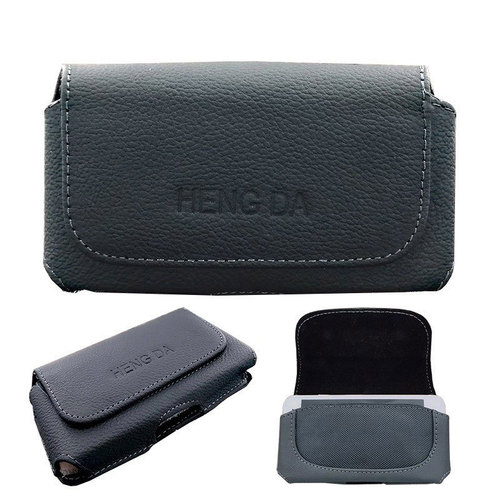 Leather phone waist case with lychee pattern, horizontal model, adjustable strap, universal leather case for the elderly, general factory, model 7.0
