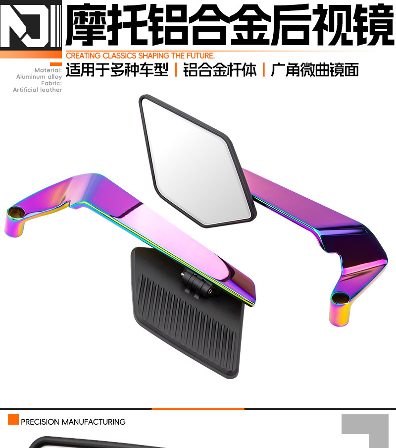 Motorcycle electric vehicle modified new fixed wing rearview mirror Mavericks No. 9 polar nuclear universal large field of view mirror