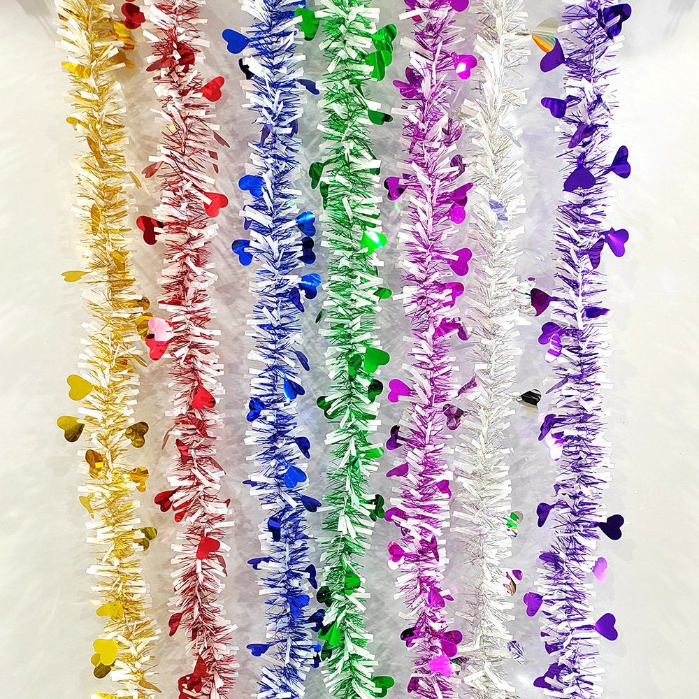 Decoración del partido rayas coloridas fiesta suministros decoración del Día de San Valentín Garland perla burbuja seda melocotón corazón amor lana rayas