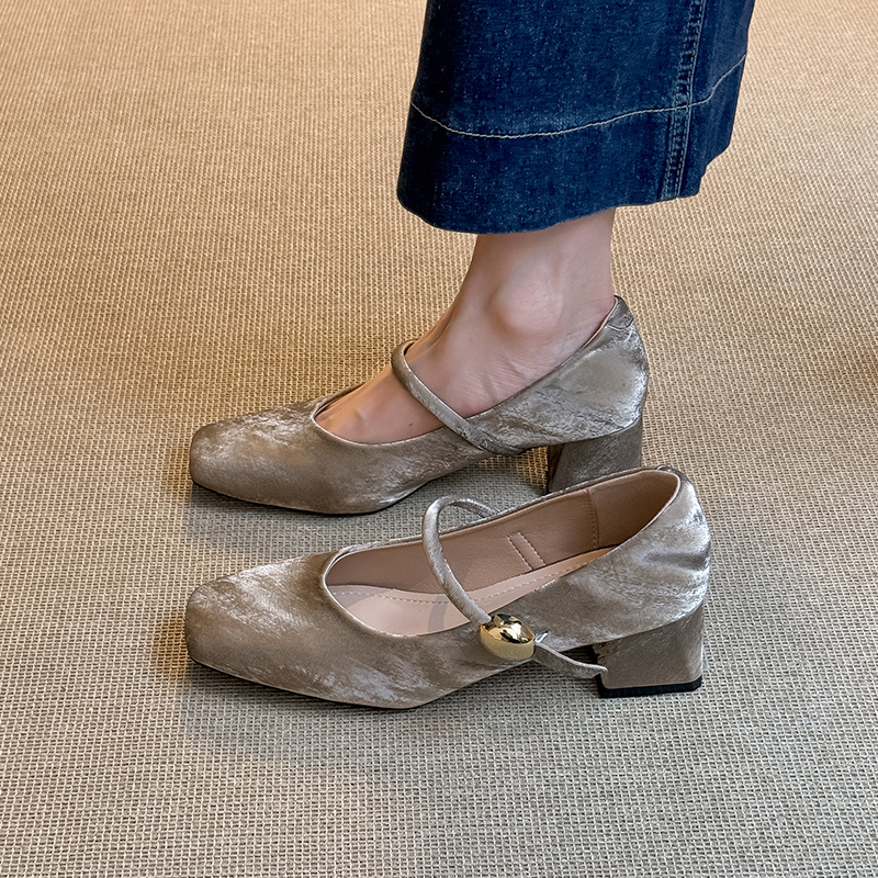 Super Small Soft Leather~ French Style Single For Women, Square Toe, Stunning Low Heel Ballet Shoes, Vintage One-Strap_vogvips.com