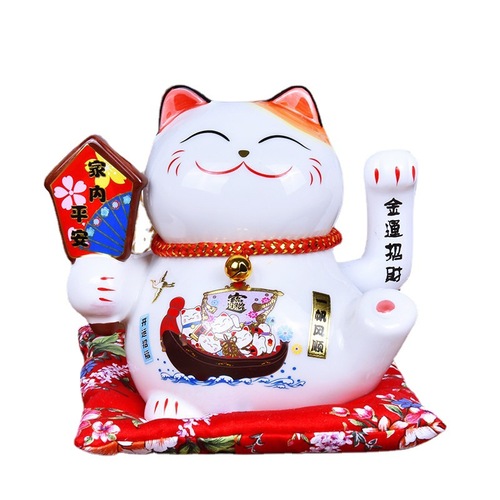 6-inch electric shaking lucky cat small ornaments, home living room gifts, ceramic creative store opening ornaments