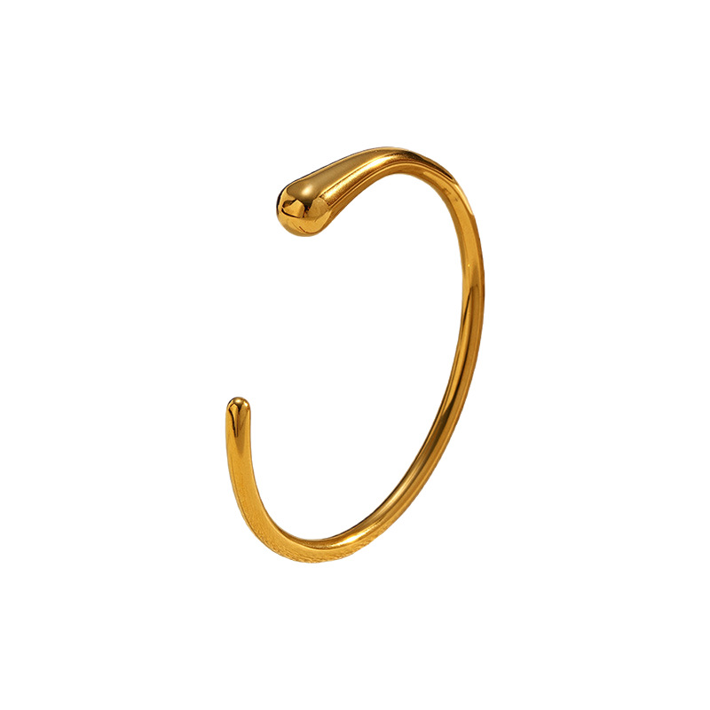 2024 pulsera abierta de fundición de acero inoxidable, pulsera de textura redonda, joyería de acero de titanio de oro de 18 quilates al por mayor