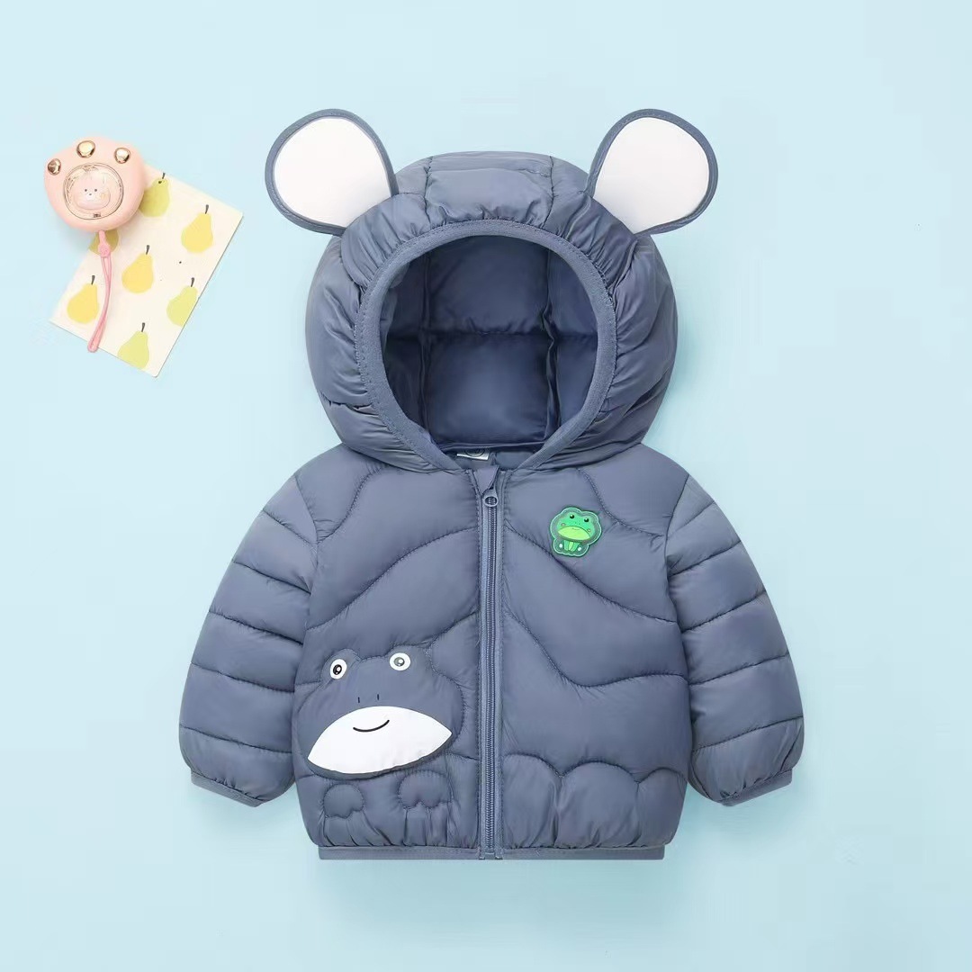 ropa de algodón de pluma unida para bebés y niños pequeños, ropa de algodón de rana encapuchada recién nacida