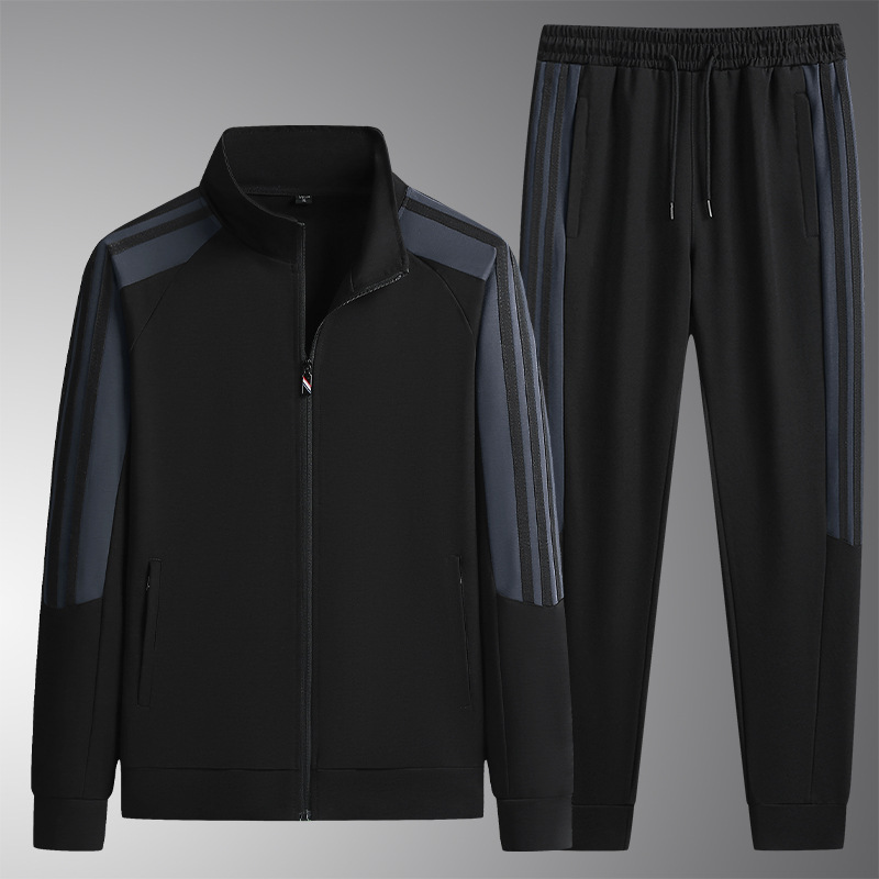Trajes casuales transfronterizos para hombres Cardigan de cuello vertical Suéter primavera y otoño suelto pantalones deportivos de tamaño grande chaqueta