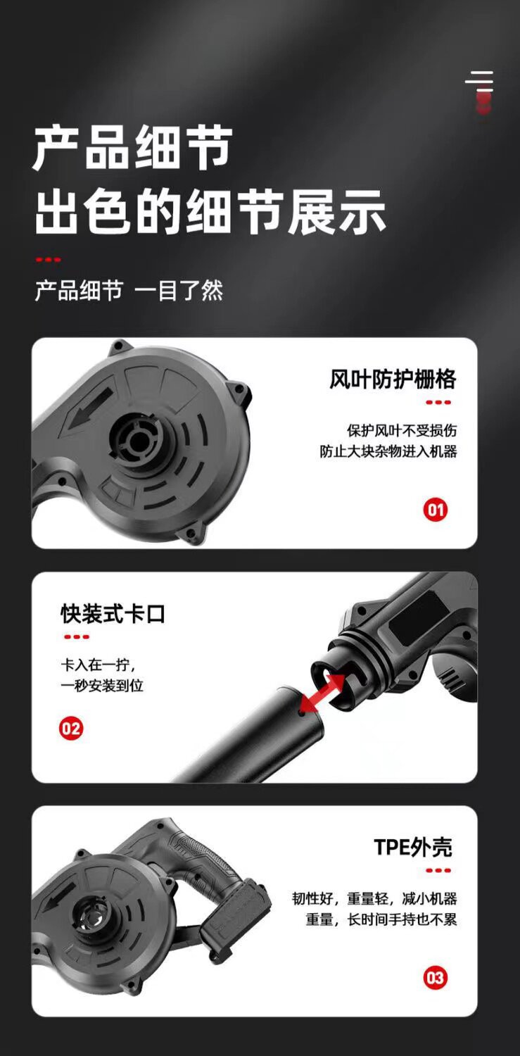 Car Vacuum Cleaner with Strong Suction Power, Powerful Lithium Battery Blower, Industrial Dust and Snow Removal Tool