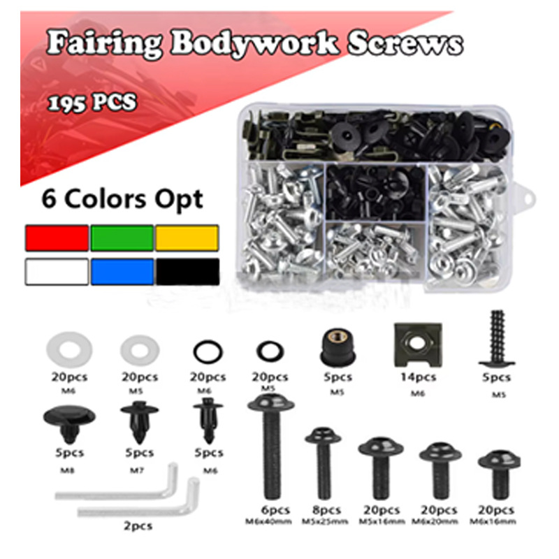 Juego de Tornillos para Carenado de Motocicleta 155pcs 177pcs 195pcs de Aluminio