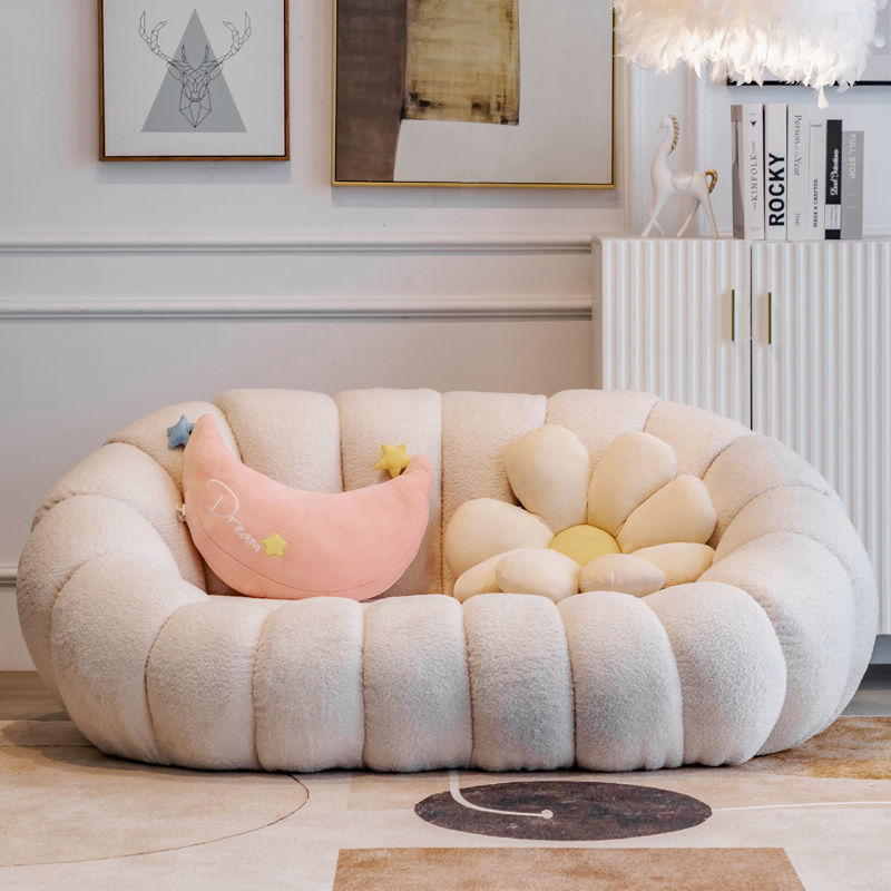 Sofá de calabaza de lujo ligero en línea pequeño dormitorio doméstico sala de estar perezosa encantadora doble sofá de tienda de tatami