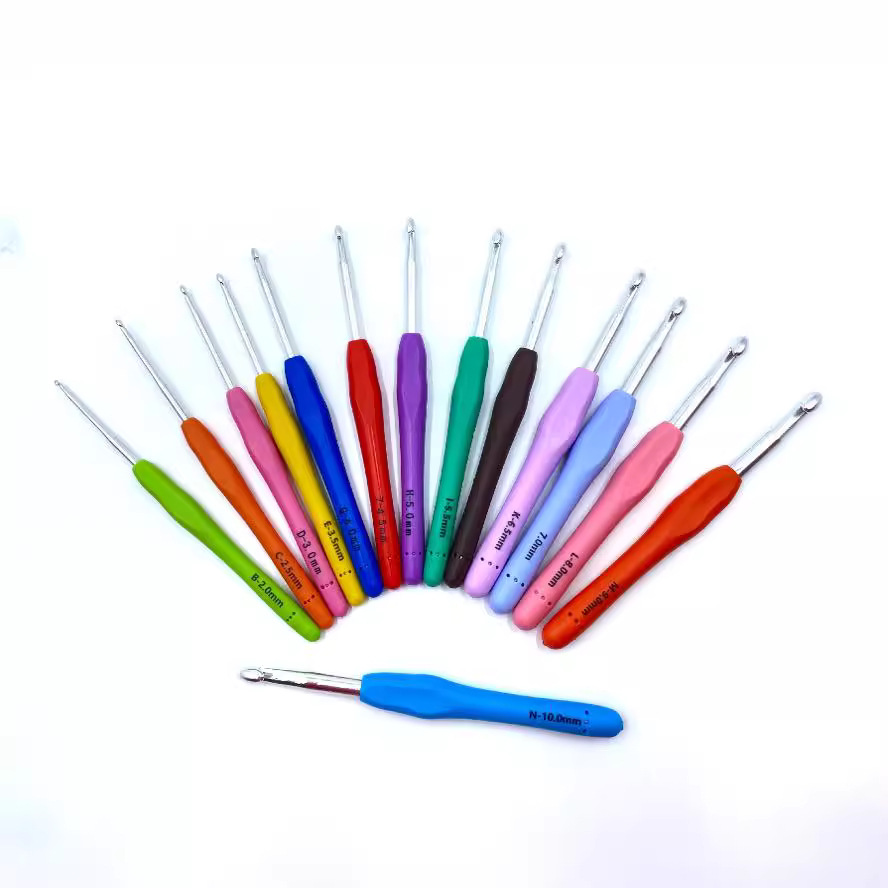 Ganchillo de mango suave, ganchillo grande, lana extendida, herramienta de tejido de bricolaje, gancho de aluminio, 15 cm, hecho a mano, hecho a mano, hecho a mano