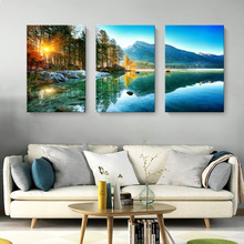 简约装饰画客厅卧室三联湖泊风景挂画酒店民宿公寓挂画内框无框画