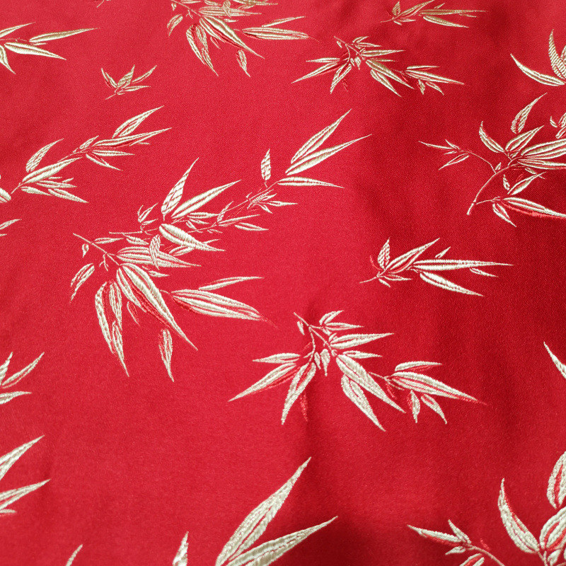 厂家大竹叶织锦提花缎仿古唐装旗袍上衣布料宠物服坐垫布丝绸面料