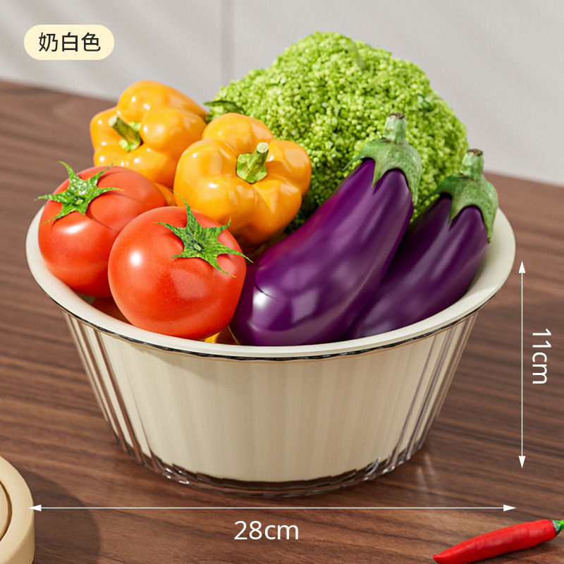 Nuevo fregadero de verduras de doble capa, plato de frutas de plástico para el hogar, cocina gruesa, filtro de agua multifuncional, canasta de lavado de arroz azul