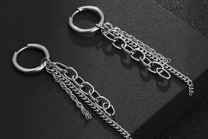 1 Piece Hip-hop Streetwear Geometric Chain Titanium Steel Drop Earrings display picture 5