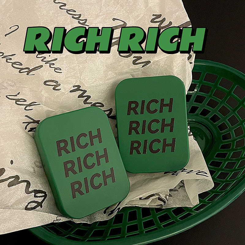 Beautiful pupil box dark green RICH fortune contact lens companion box two pairs of storage box boys double box